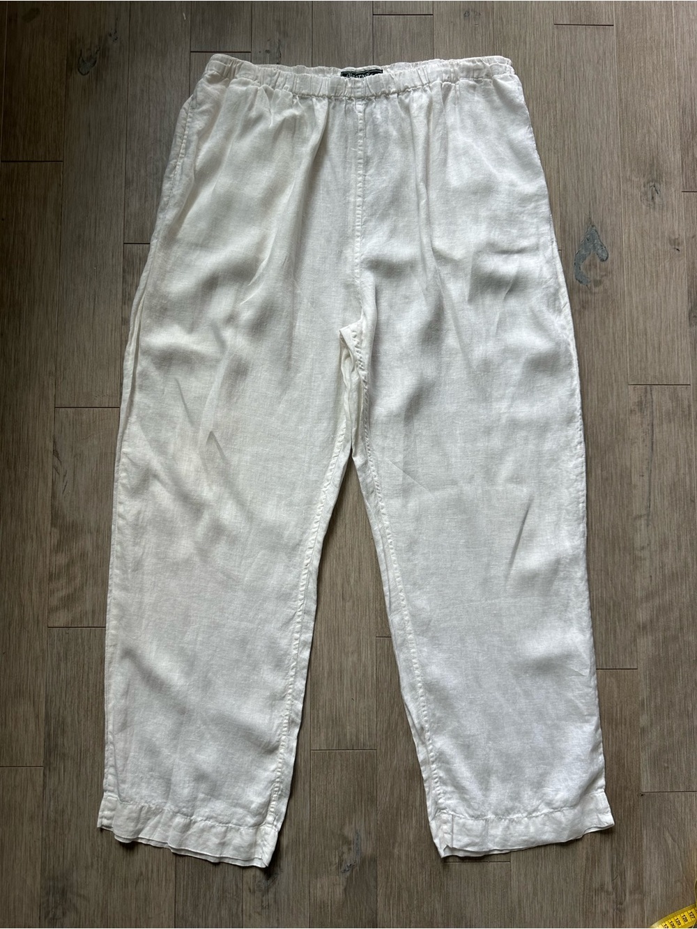 Maharajas The Taj Mahal Hotel Mumbai White Straight-Leg Pure Linen Pants 7 - Picture 3 of 8
